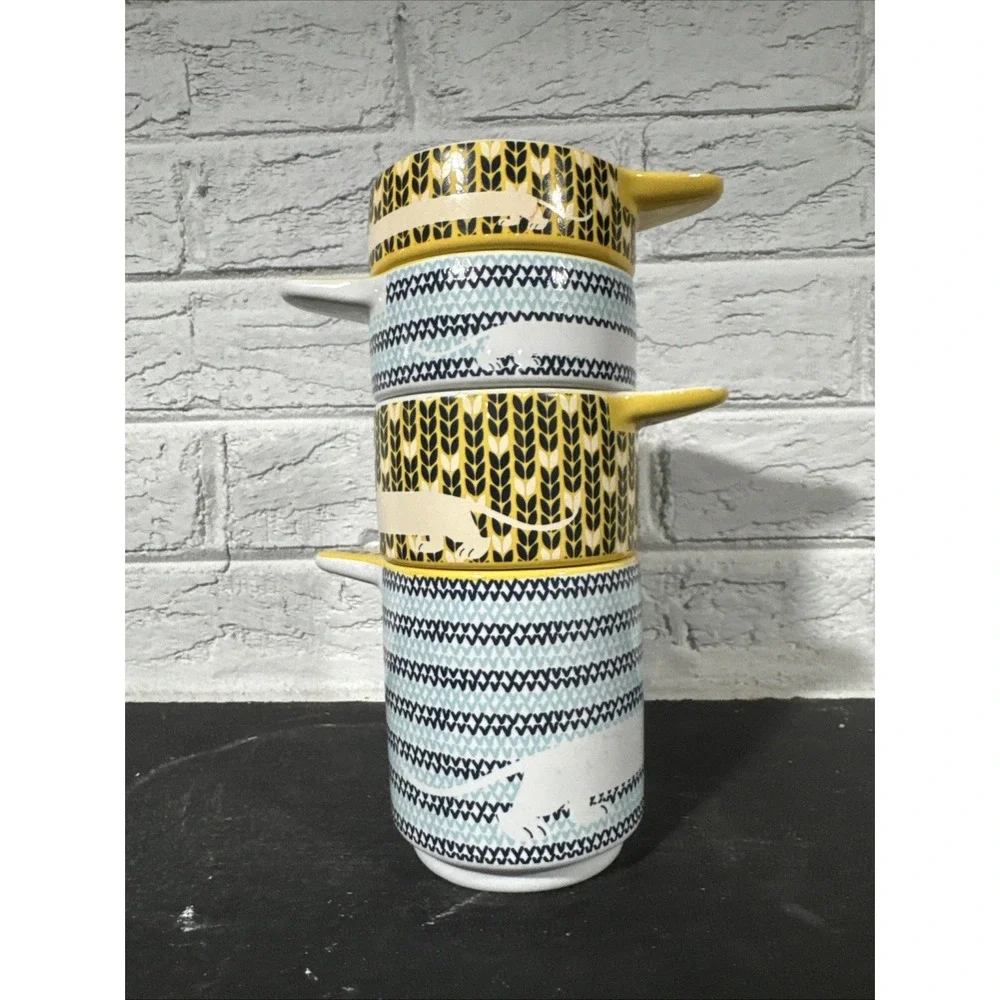 Kitsch N Glam Dachshund Stacking Measuring Cups Blue and Yellow Wiener Dog 4 Pcs